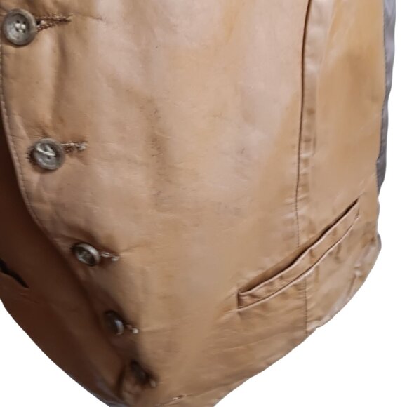 Men's 42 Large Leather Vest Vintage 80's Startown Boho Macho Distress Londontown - Picture 6 of 7
